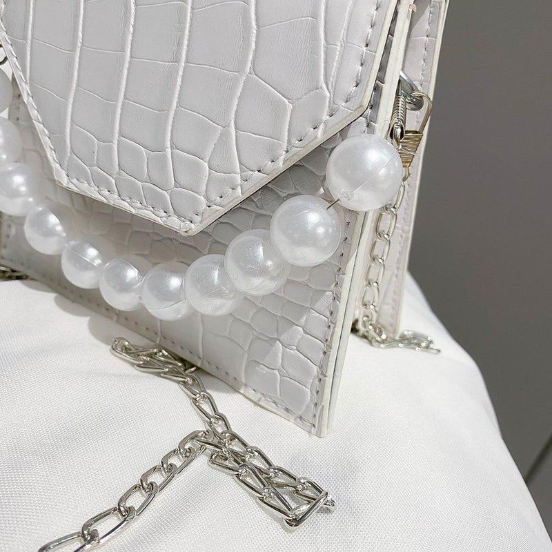 Pearl Handle Super mini Design PU Leather Shoulder Bags